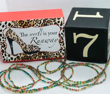 Load image into Gallery viewer, “She’s Vibrant “Tie On Waist Beads Gold, Green &amp; Pink

