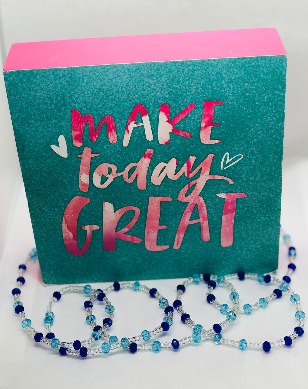 “Sparkle “Waist Beads with clasps Light Blue, Dark Blue & Clear Beads