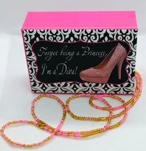 Load image into Gallery viewer, “ Princess Party “Tie On Waist Beads Pink &amp; Gold Beads
