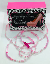 Load image into Gallery viewer, “Pinky” Tie On Waist Beads Light Pink, Hot Pink, Clear &amp; Green Beads
