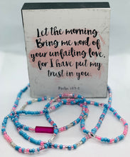 Load image into Gallery viewer, “Baby Girl” Tie on Waist Beads with Pink, Blue and Clear Beads
