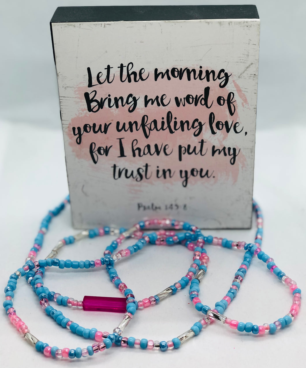 “Baby Girl” Tie on Waist Beads with Pink, Blue and Clear Beads