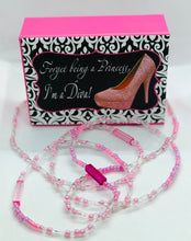 Load image into Gallery viewer, “Pinky” Tie On Waist Beads Light Pink, Hot Pink, Clear &amp; Green Beads
