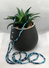 Load image into Gallery viewer, “Levels of Blue” Waist Beads with clasps Different Shades of Blue Beads with Silver Charms
