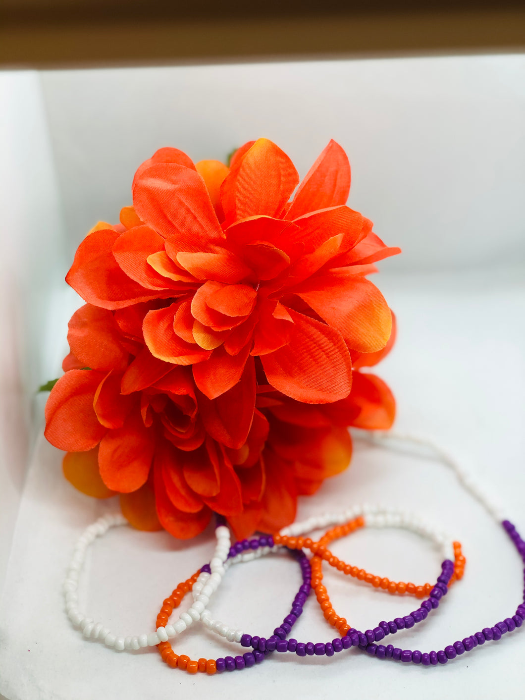 “Refreshing “ Waist Beads with clasps Orange,Purple & White Beads