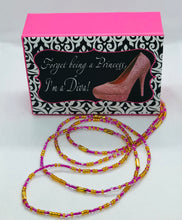 Load image into Gallery viewer, “ Blush” Tie on Waist Beads Pink and Gold Beads
