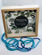 Load image into Gallery viewer, “At Sea” Waist Beads with clasps Teal, Dark Blue &amp; Light Blue

