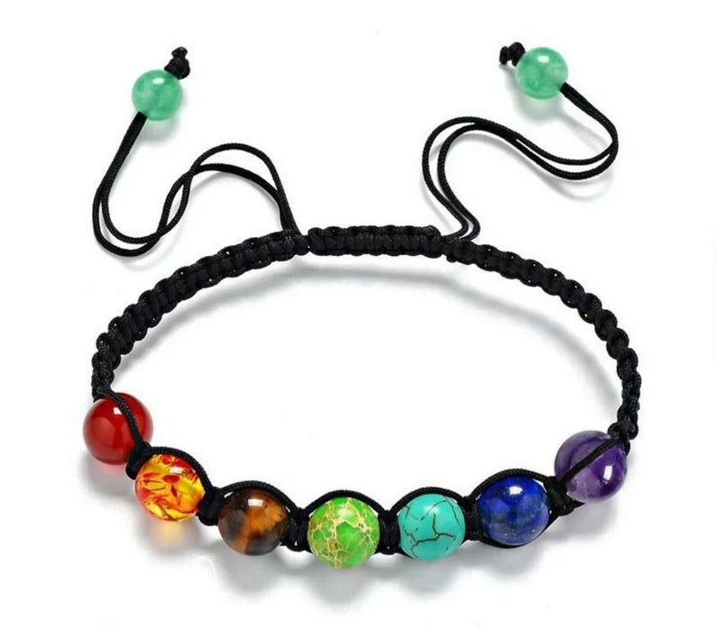 Chakra bracelet , adjustable rope bracelet, meditation